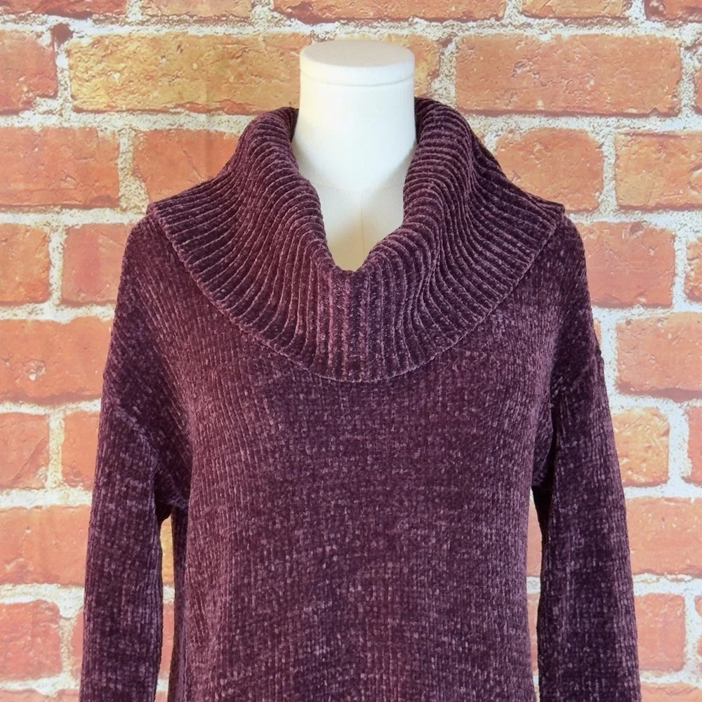 Michael Kors Burgundy Chenille Knit Cowl Neck Pullover Sweater Size XS Soft Cozy